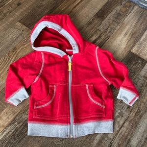Hanna Andersson red and grey zippered hoodie sweatshirt 80cm/18-24m